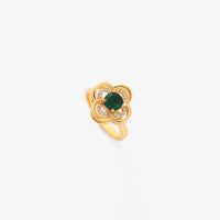 Tessa™ - Emerald Gold Clover Halo Spinner Ring