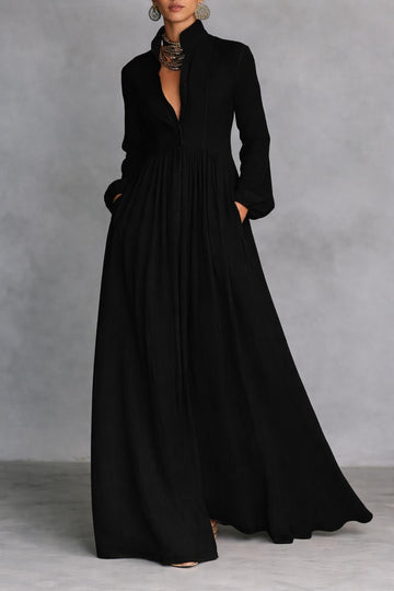 Clara™ | Flowing Button-Front Maxi Dress