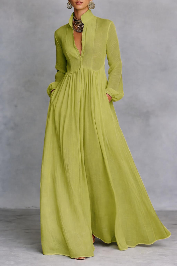 Clara™ | Flowing Button-Front Maxi Dress
