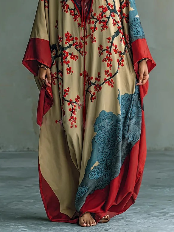 Valeska™ - Floral Batwing Sleeve Summer Maxi Dress