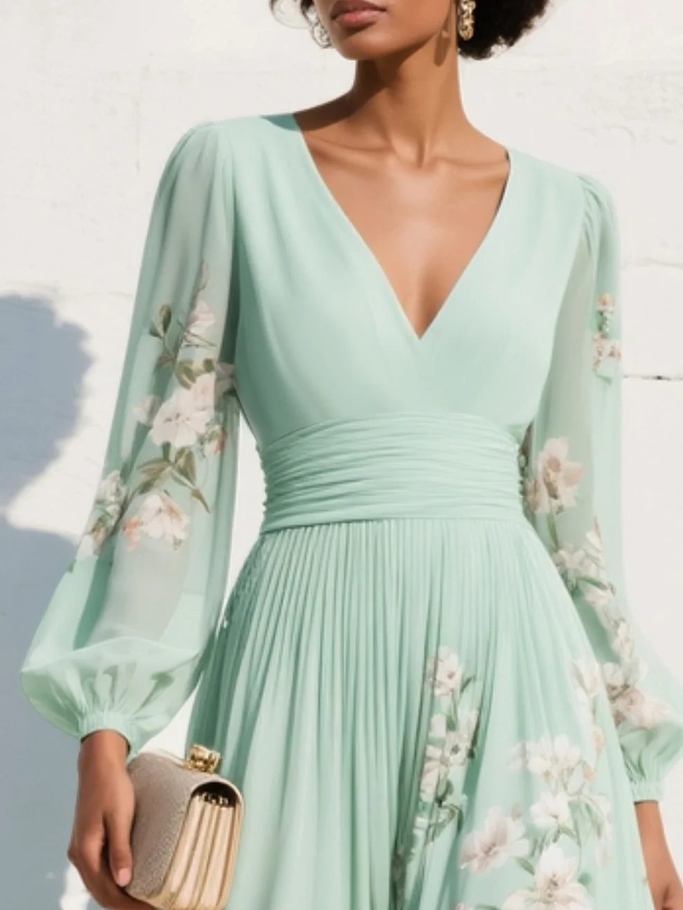 Bellareine™ - Floral Pleated Maxi Dress