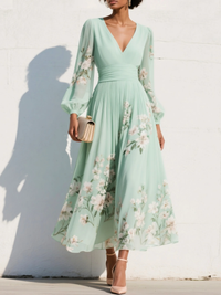 Bellareine™ - Floral Pleated Maxi Dress