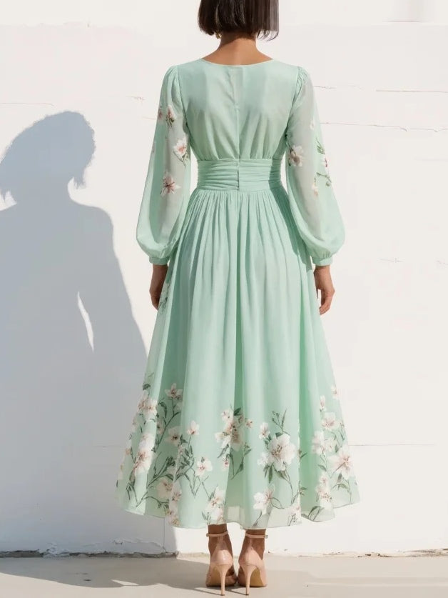 Suzanne | Chic Floral Pleated Maxi Gown