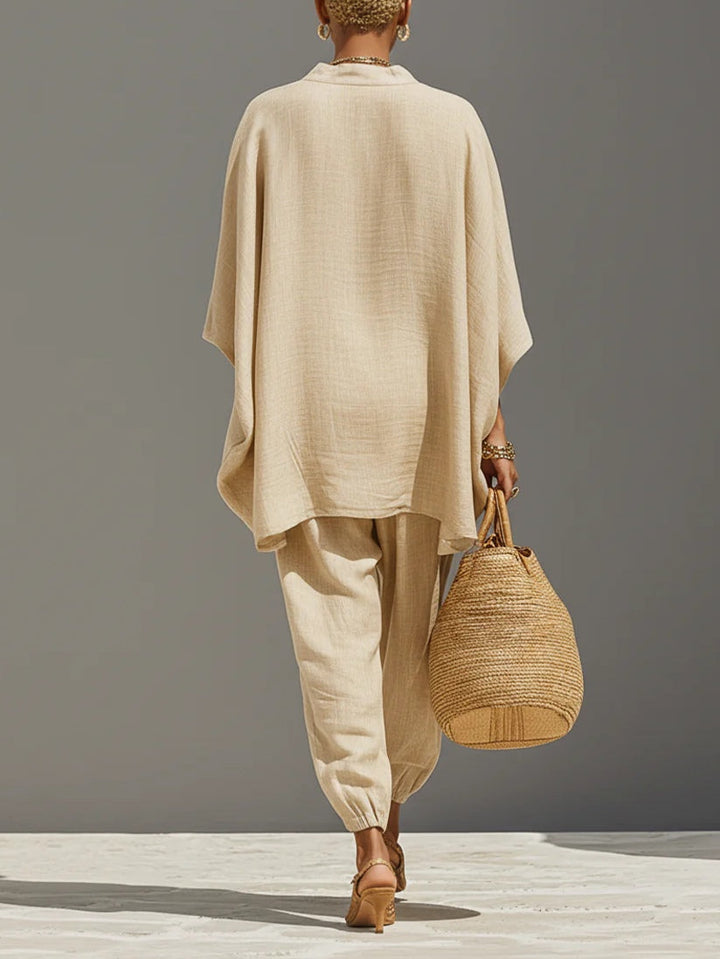 Vivienne™ - Asymmetrical Hem Top with Jogger Pants Set