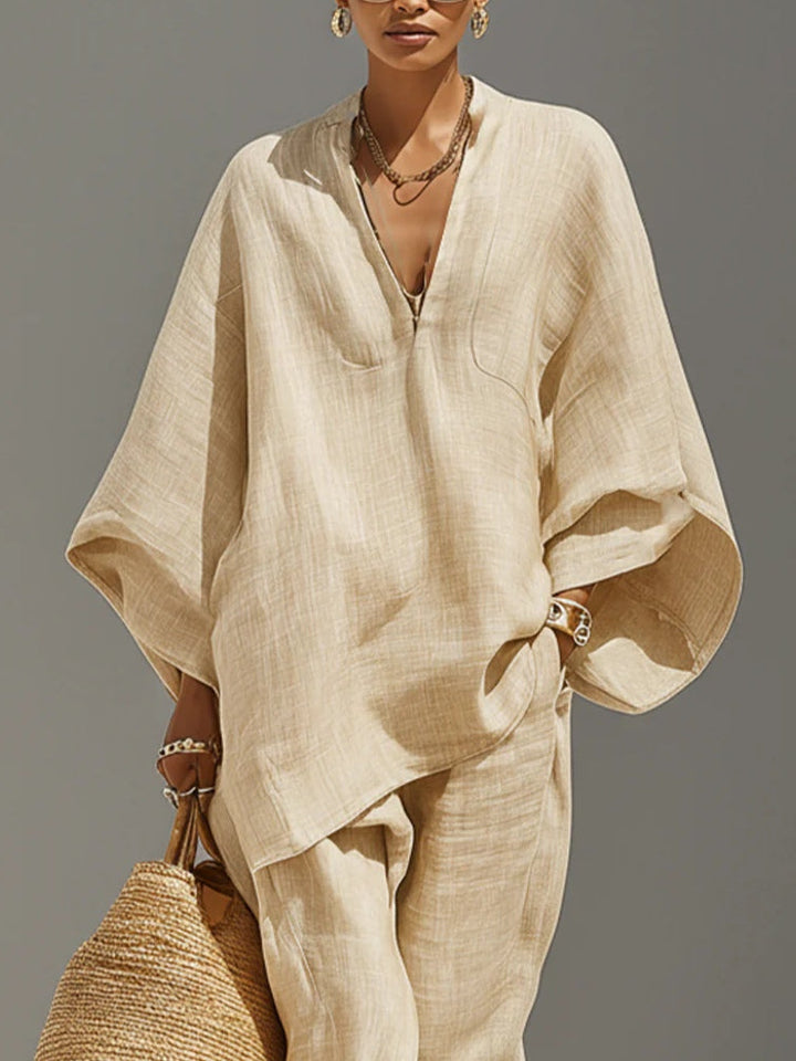 Vivienne™ - Asymmetrical Hem Top with Jogger Pants Set