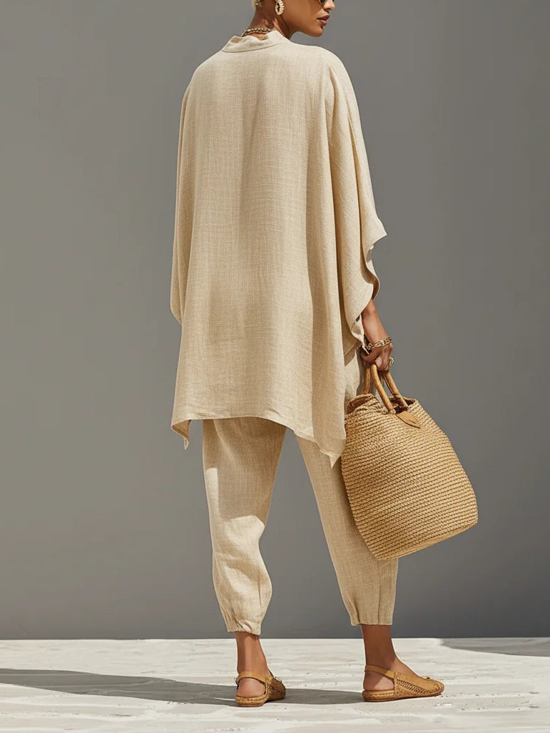 Vivienne™ - Asymmetrical Hem Top with Jogger Pants Set