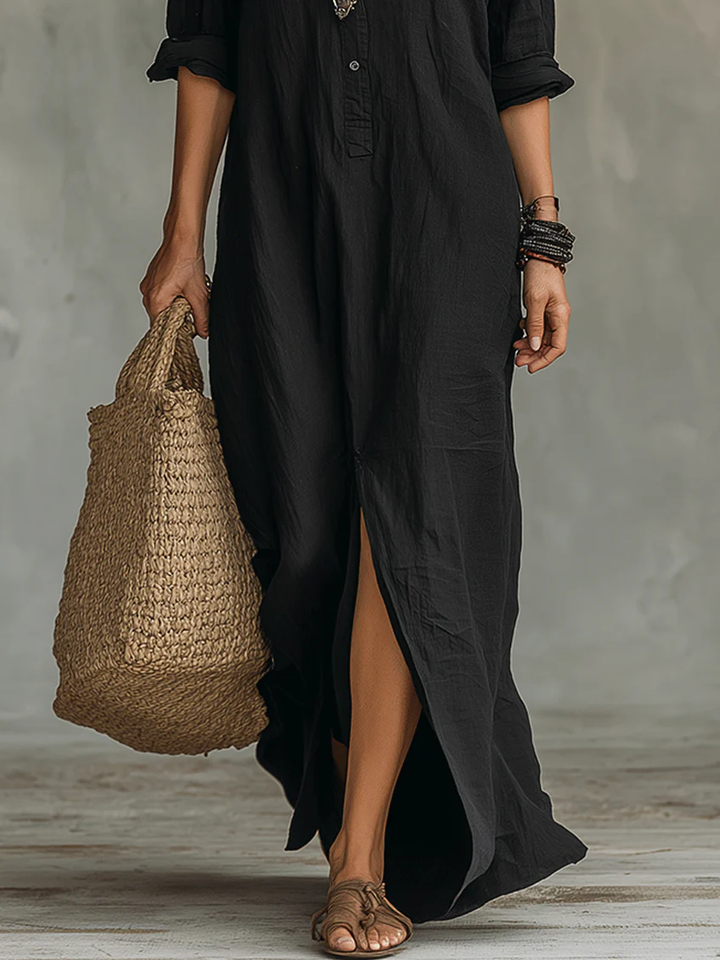 Soleilla ™ - Oversized Maxi Dress with Button Details