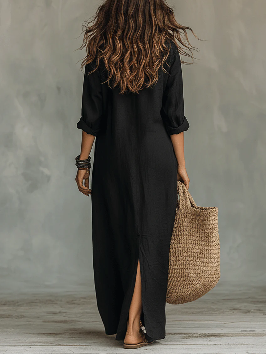 Soleilla ™ - Oversized Maxi Dress with Button Details