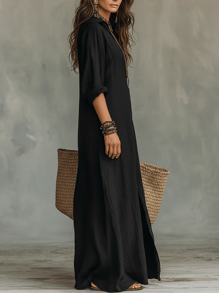 Soleilla ™ - Oversized Maxi Dress with Button Details