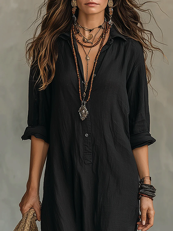 Soleilla ™ - Oversized Maxi Dress with Button Details