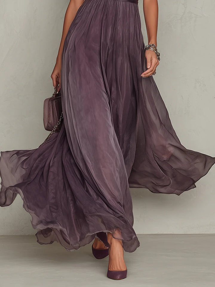Fiamma™ - Purple Chiffon Keyhole Maxi Gown