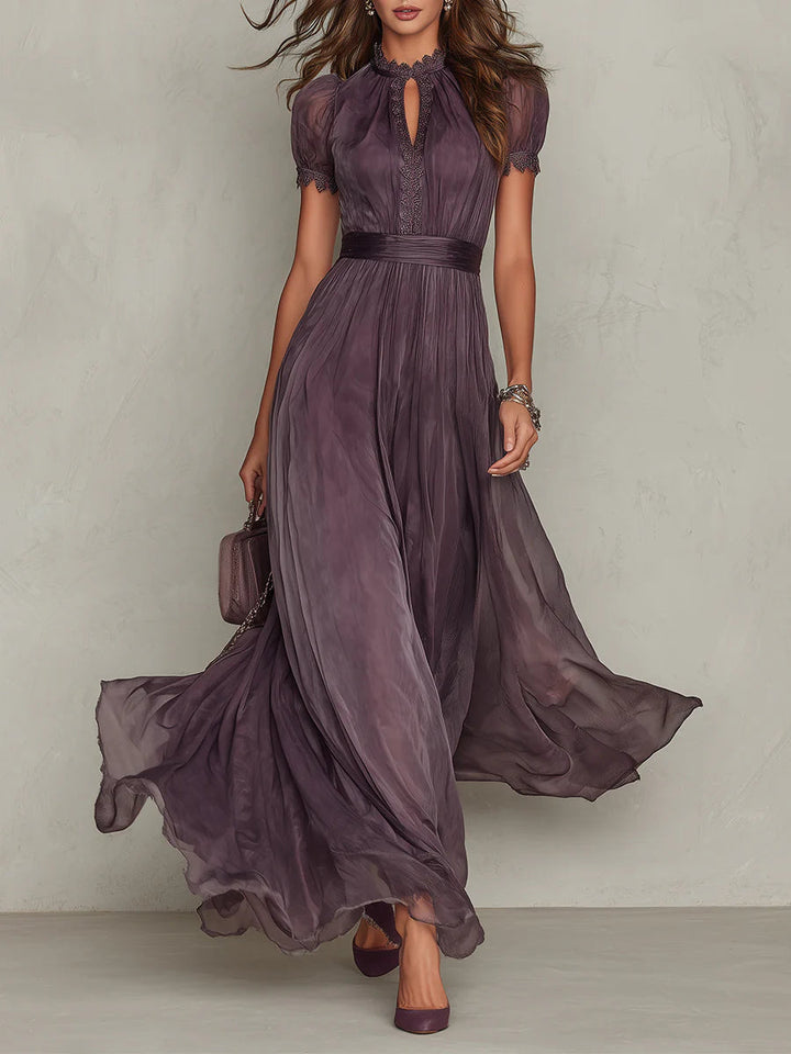 Fiamma™ - Purple Chiffon Keyhole Maxi Gown