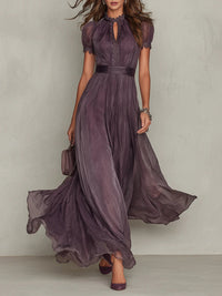 Nuvola™ - Purple Chiffon Keyhole Maxi Gown