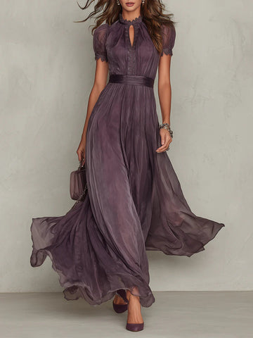 Nuvola™ - Purple Chiffon Keyhole Maxi Gown