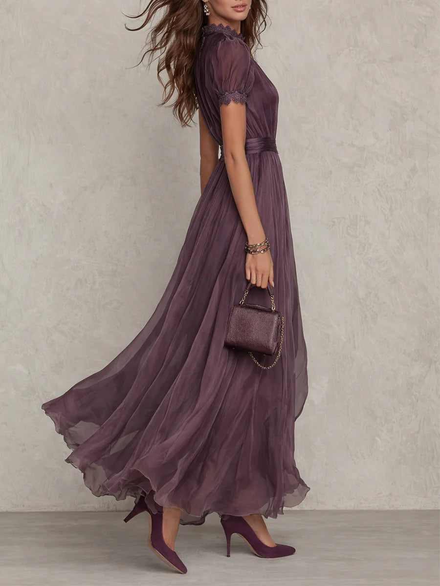 Fiamma™ - Purple Chiffon Keyhole Maxi Gown