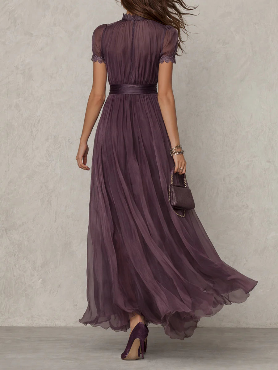 Fiamma™ - Purple Chiffon Keyhole Maxi Gown