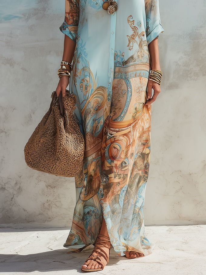 Amalfi - Elegant Mediterranean Blouse Dress