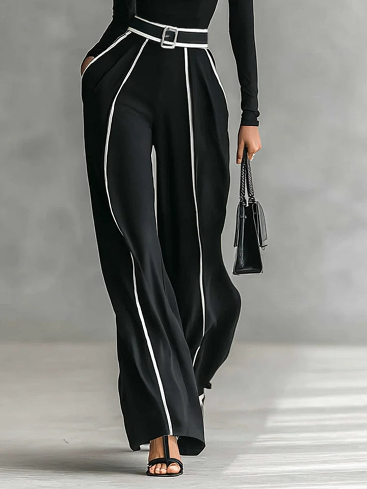 Primavera™ - Turtleneck Long Sleeve Top and Wide Leg Pants Set