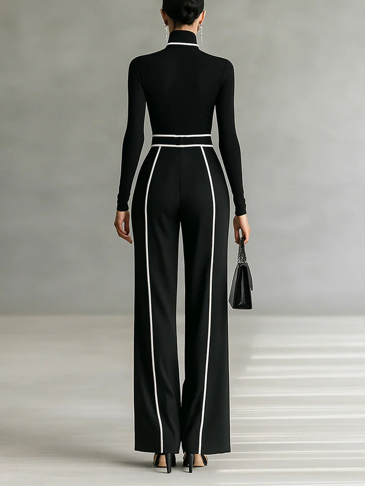 Primavera™ - Turtleneck Long Sleeve Top and Wide Leg Pants Set