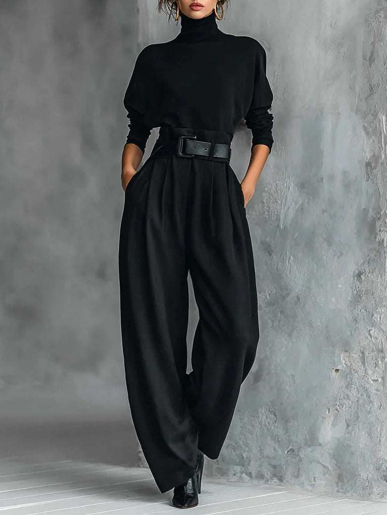 Bella™ - Black Two-Piece Set with Belt