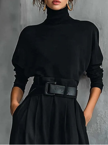 Bella™ - Black Two-Piece Set with Belt