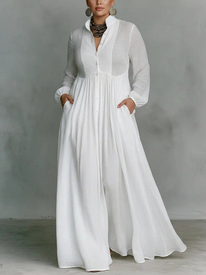 Léonie | High-Collar Minimalist Maxi Dress