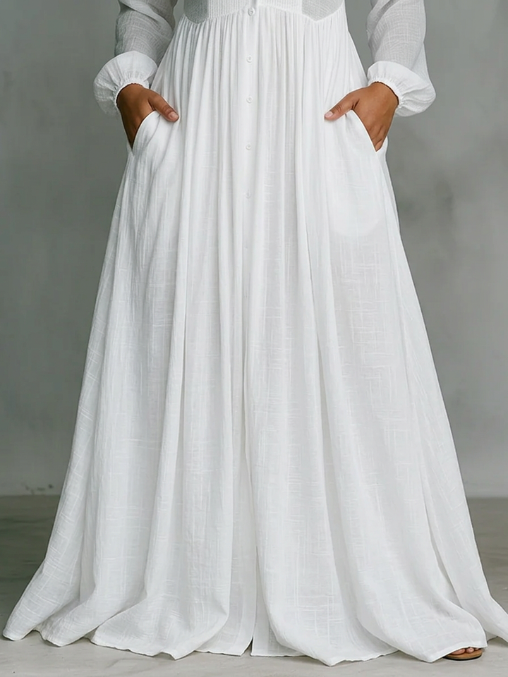 Léonie | High-Collar Minimalist Maxi Dress