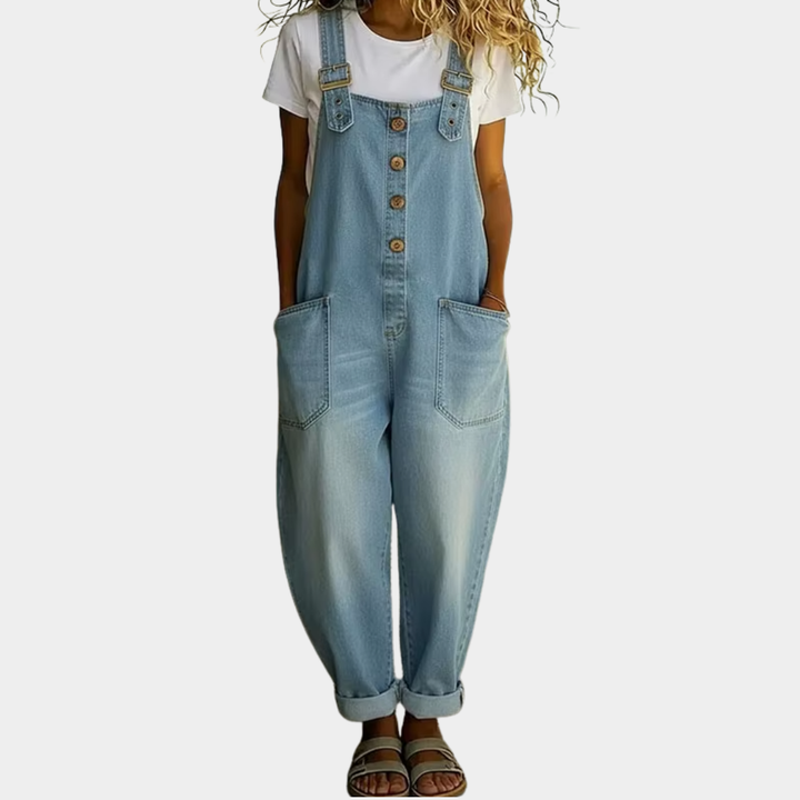 Chiara™ - Casual Button-Up Denim Overalls