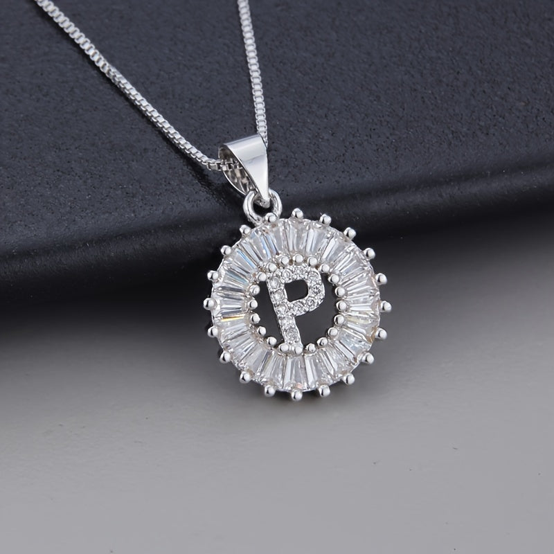 White Gold and Zirconia Initial "Z" Necklace
