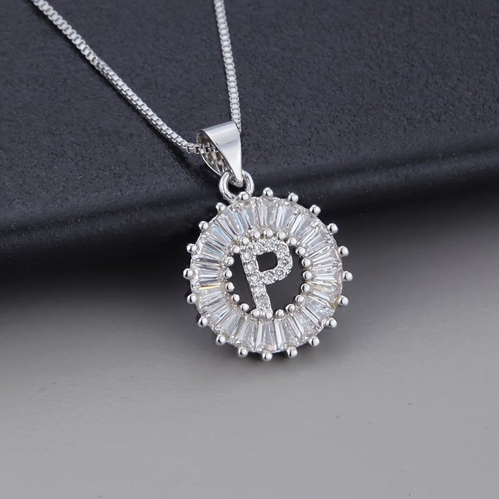 White Gold and Zirconia Initial "Z" Necklace