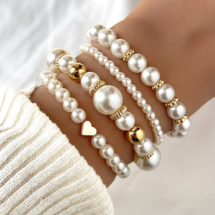 Set of Stackable Pearl Bracelets of 4
