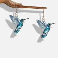 Crystal Blue Hummingbird Earrings