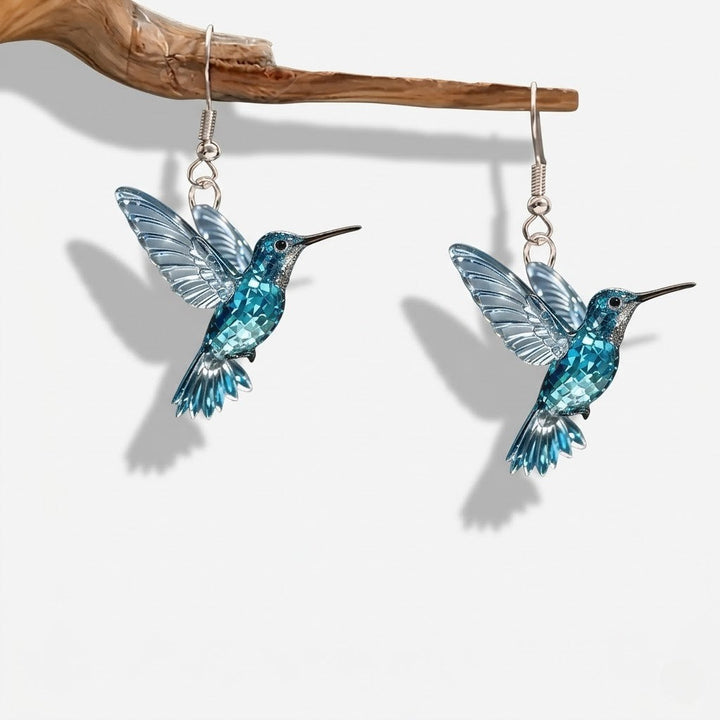 Crystal Blue Hummingbird Earrings