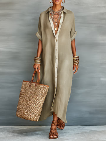 Delphine™ - Women's Short Sleeve Maxi Dress