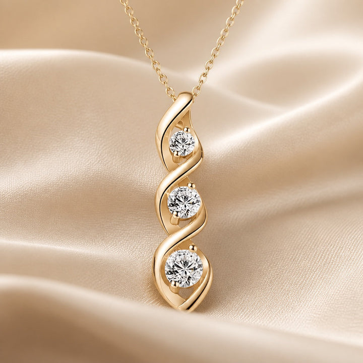Infinity Symbol White Gold Necklace Adorned with Zirconia