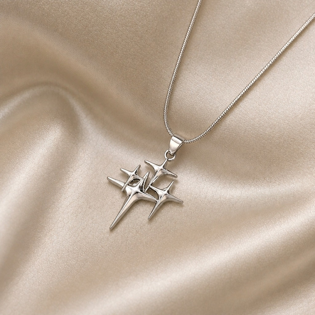 White Gold North Star Pendant Necklace