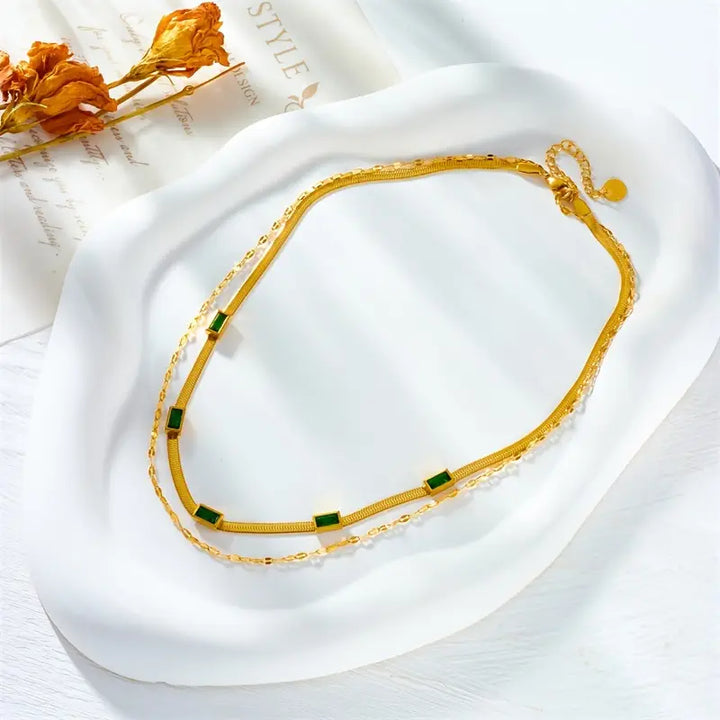 Sorella™ Gemma Vintage Gold Double Layer Necklace