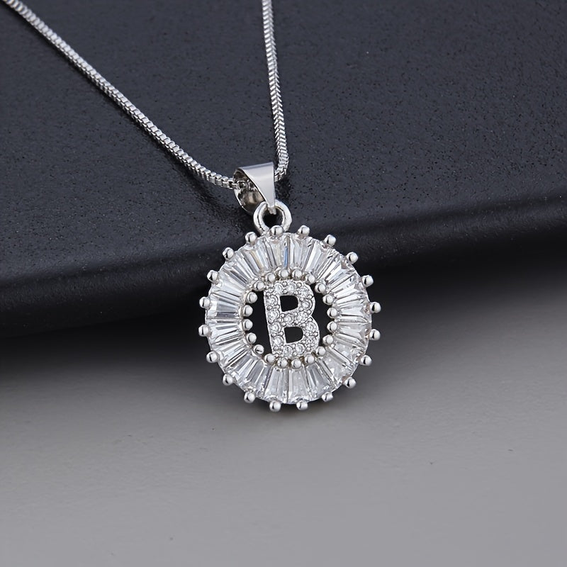 White Gold and Zirconia Initial "Z" Necklace