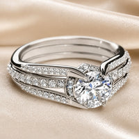 Multi-Layer Zircon Ring in White Gold