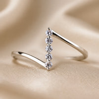 Delicate Z-Shaped Zirconia Ring in White Gold