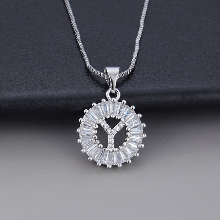 White Gold and Zirconia Initial "Z" Necklace