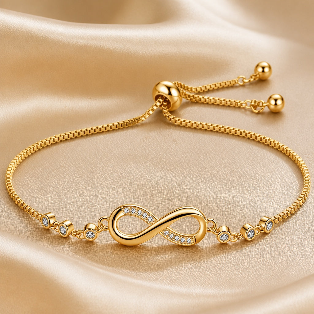 Infinity Slider Bracelet in White Gold