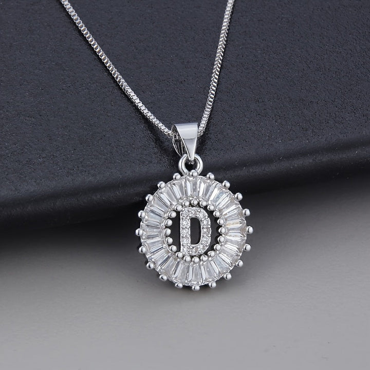 White Gold and Zirconia Initial "Z" Necklace