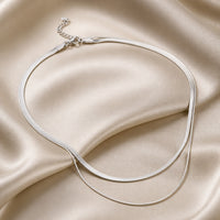 White Gold Layered Snake Necklace