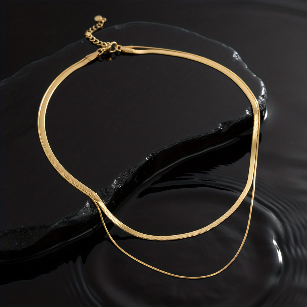 White Gold Layered Snake Necklace
