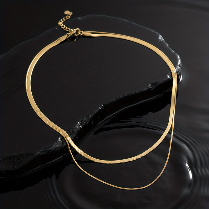 White Gold Layered Snake Necklace