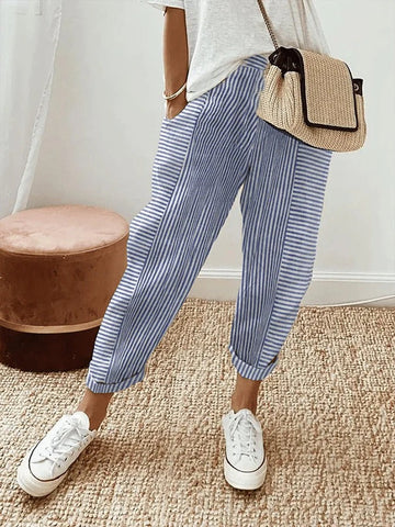 Marvaux™ - Cropped Loose-Fit Striped Pants