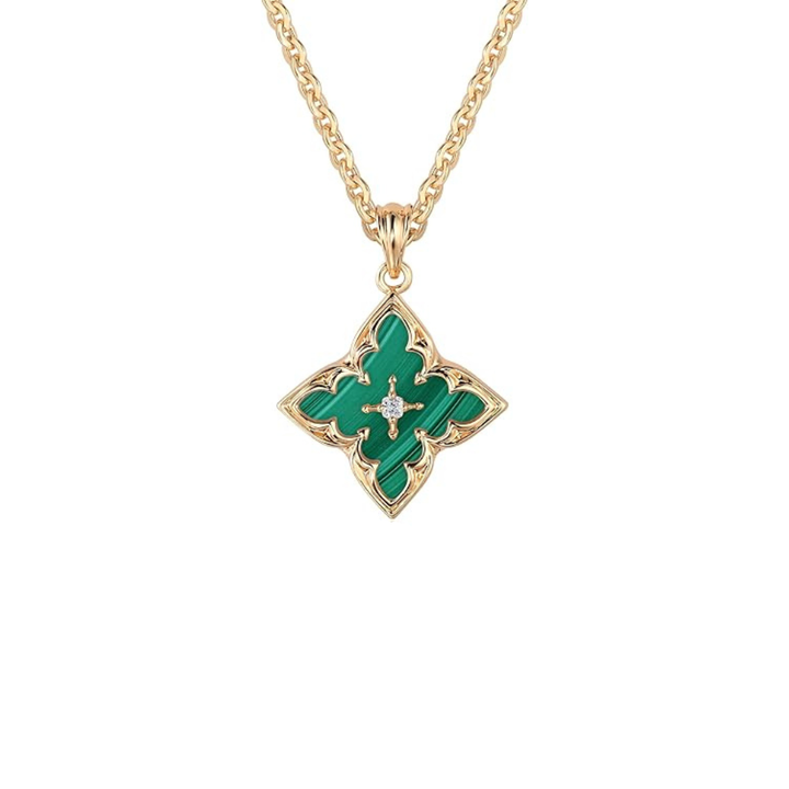 Tiana™ - Collana con Pendente a Trifoglio in Oro e Smeraldo
