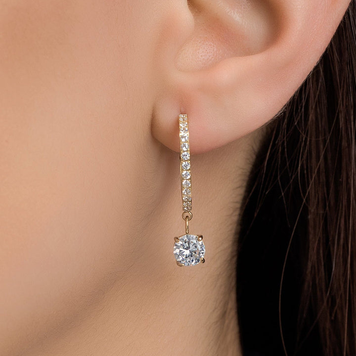 White Gold Earrings with Round Cut Moissanite