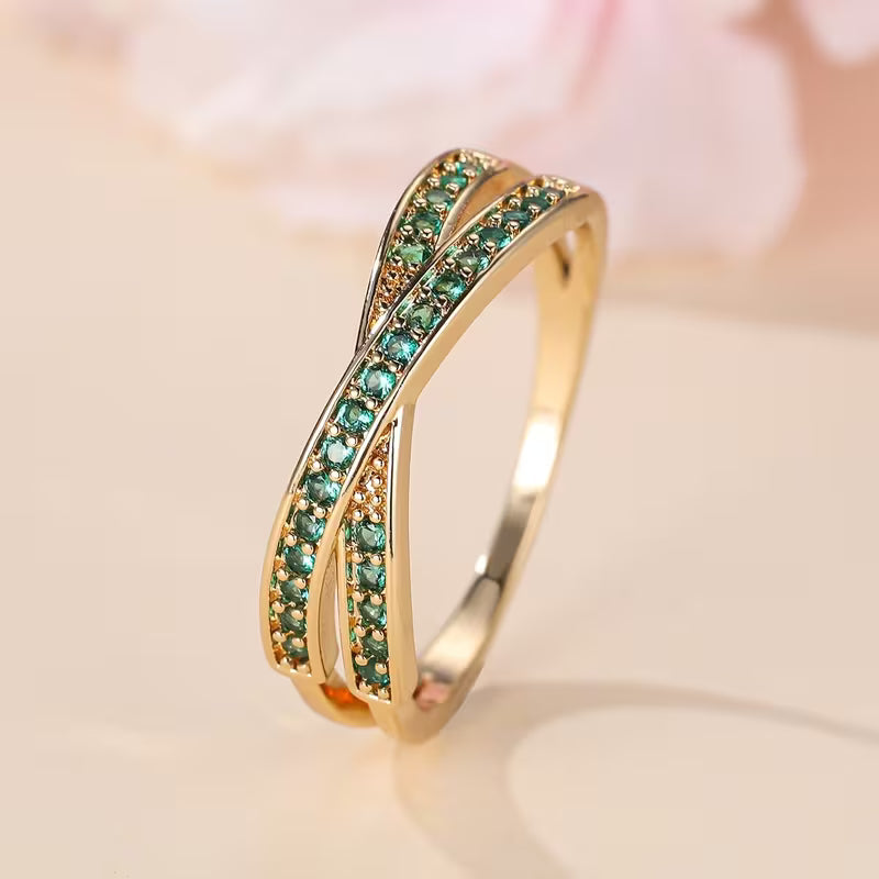 Jenna™ - Anello in Oro con Flusso di Smeraldo
